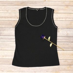 BCBGMaxazria Black Knit Embroidered Sleeveless